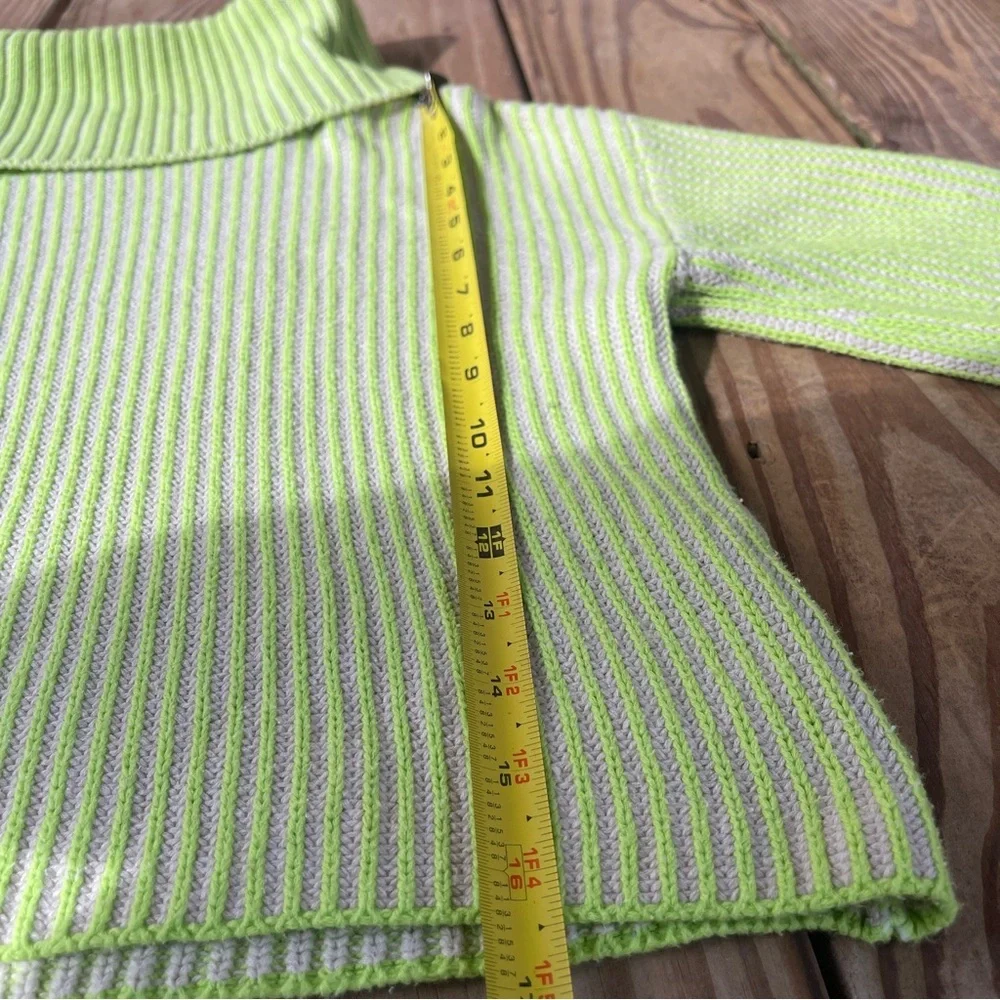 Becca Tilley x Bar III Neon Green Ribbed Turtleneck Sweater XS